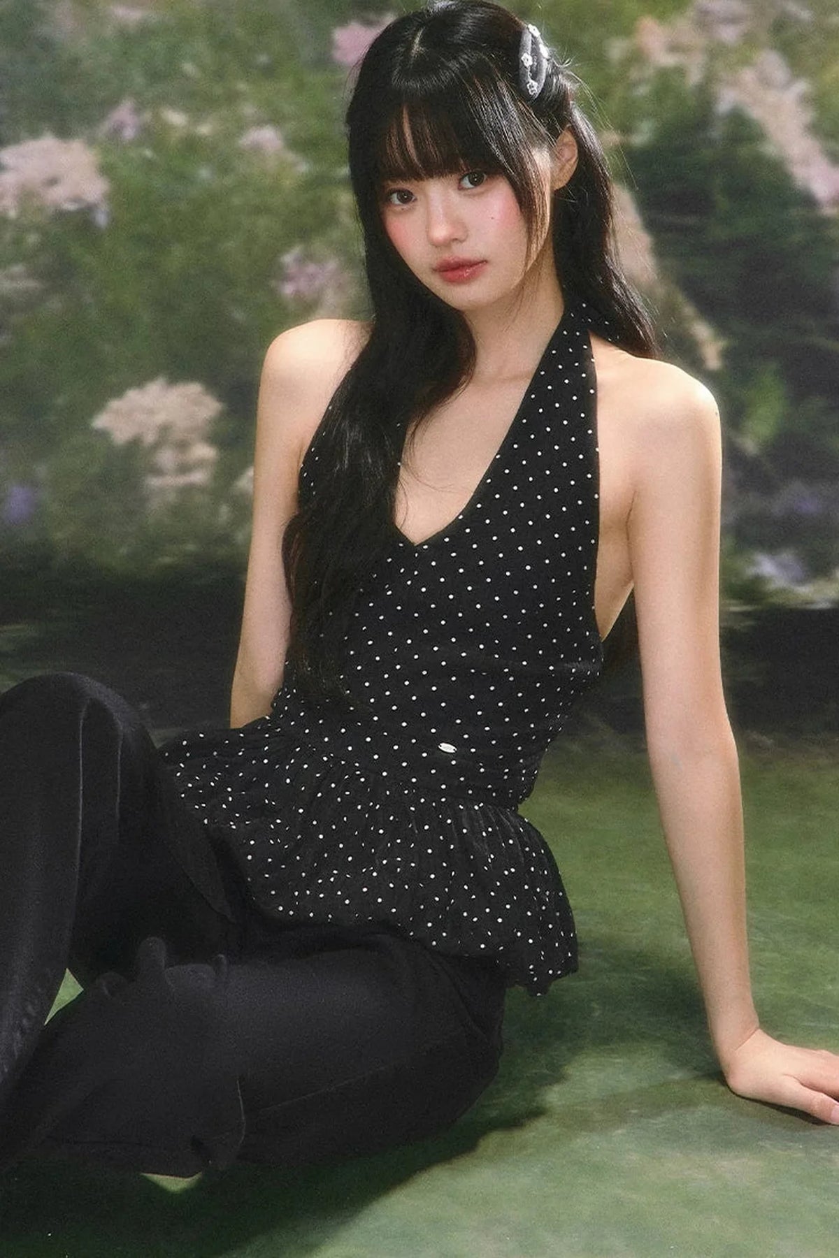 Korean Polka-Dot Ruffled Camisole