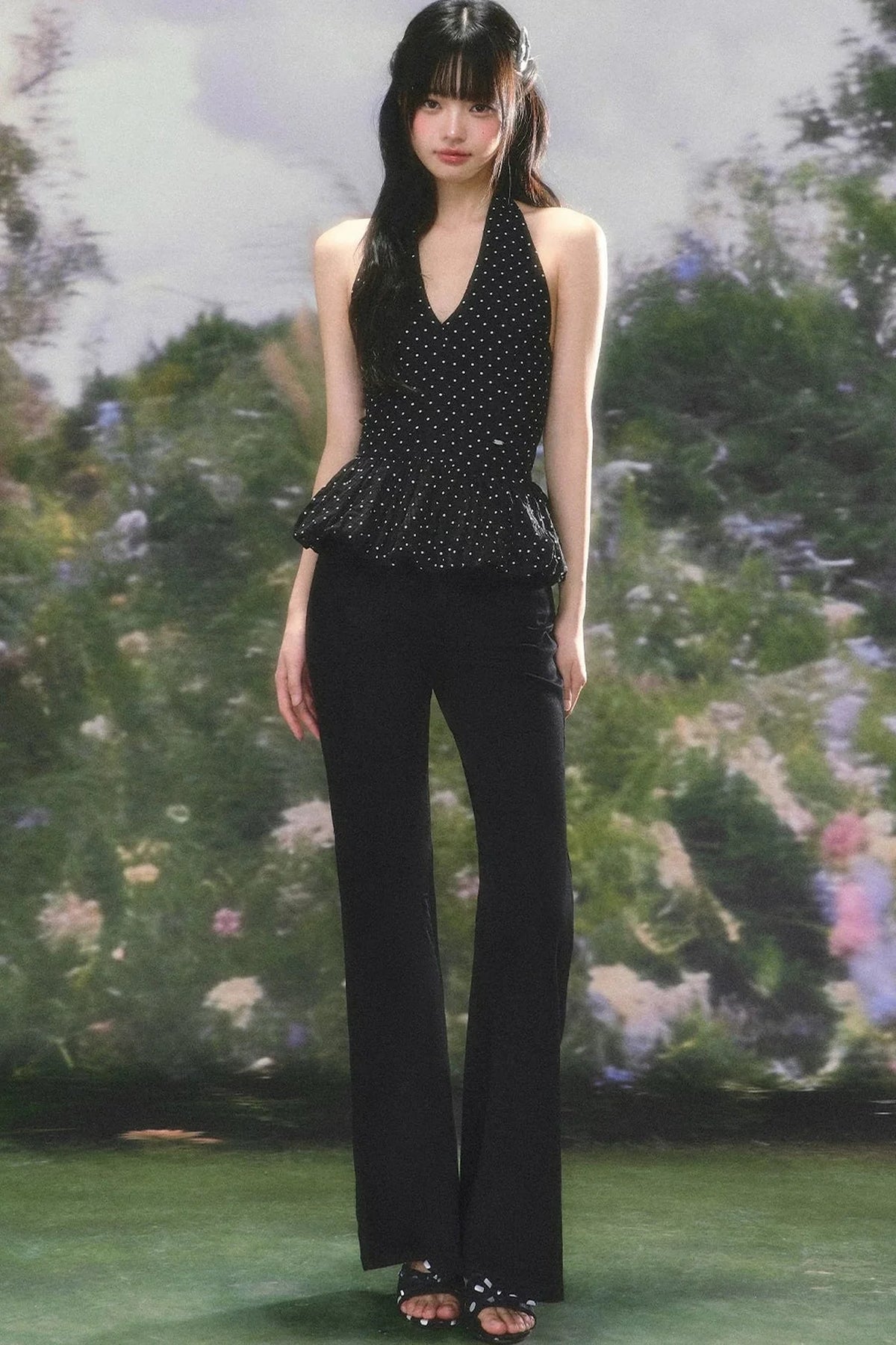 Korean Polka-Dot Ruffled Camisole