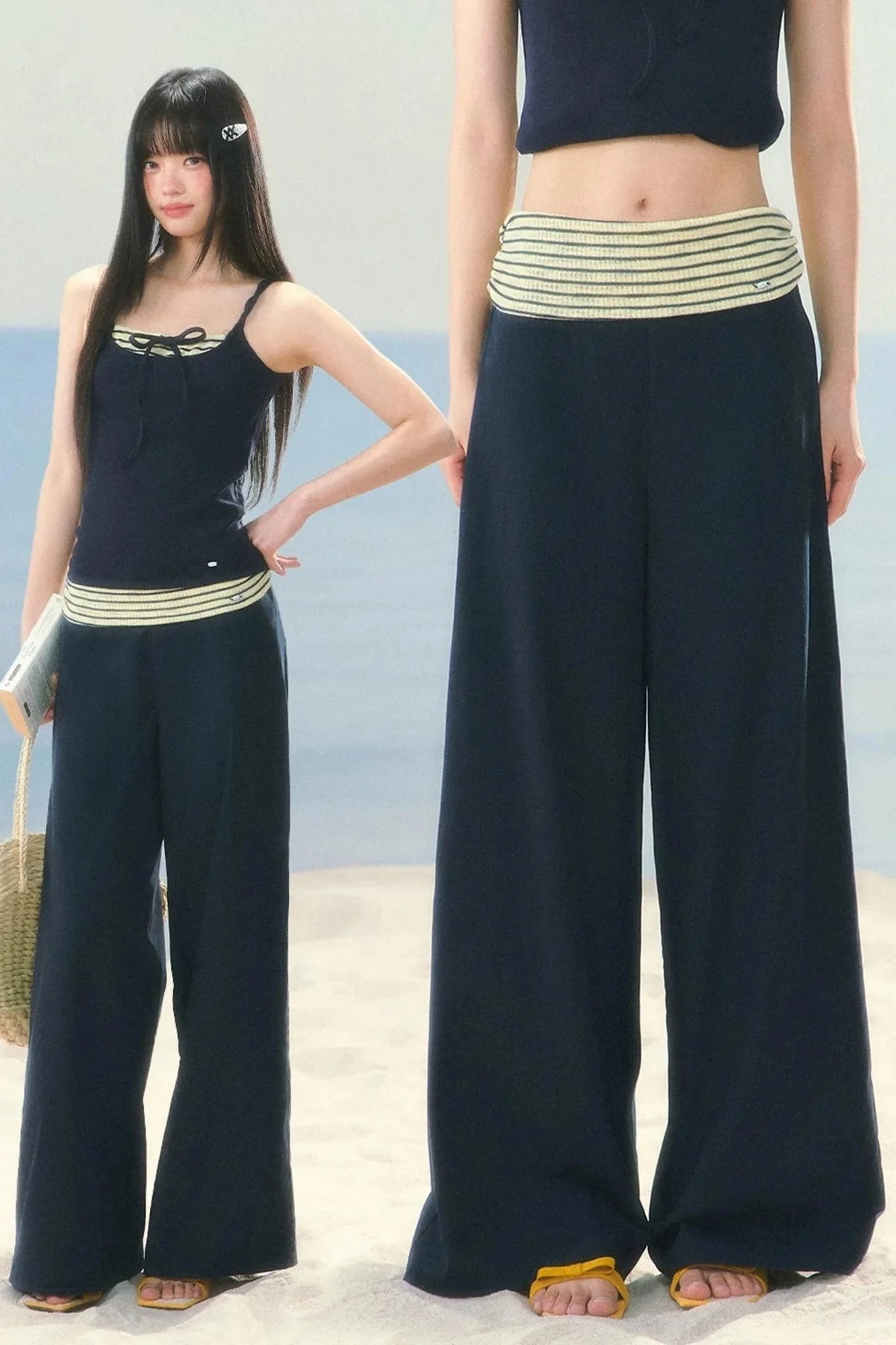 Korean Striped Wide-Leg Pants