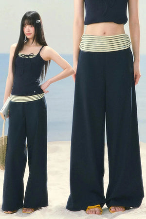 Korean Striped Wide-Leg Pants