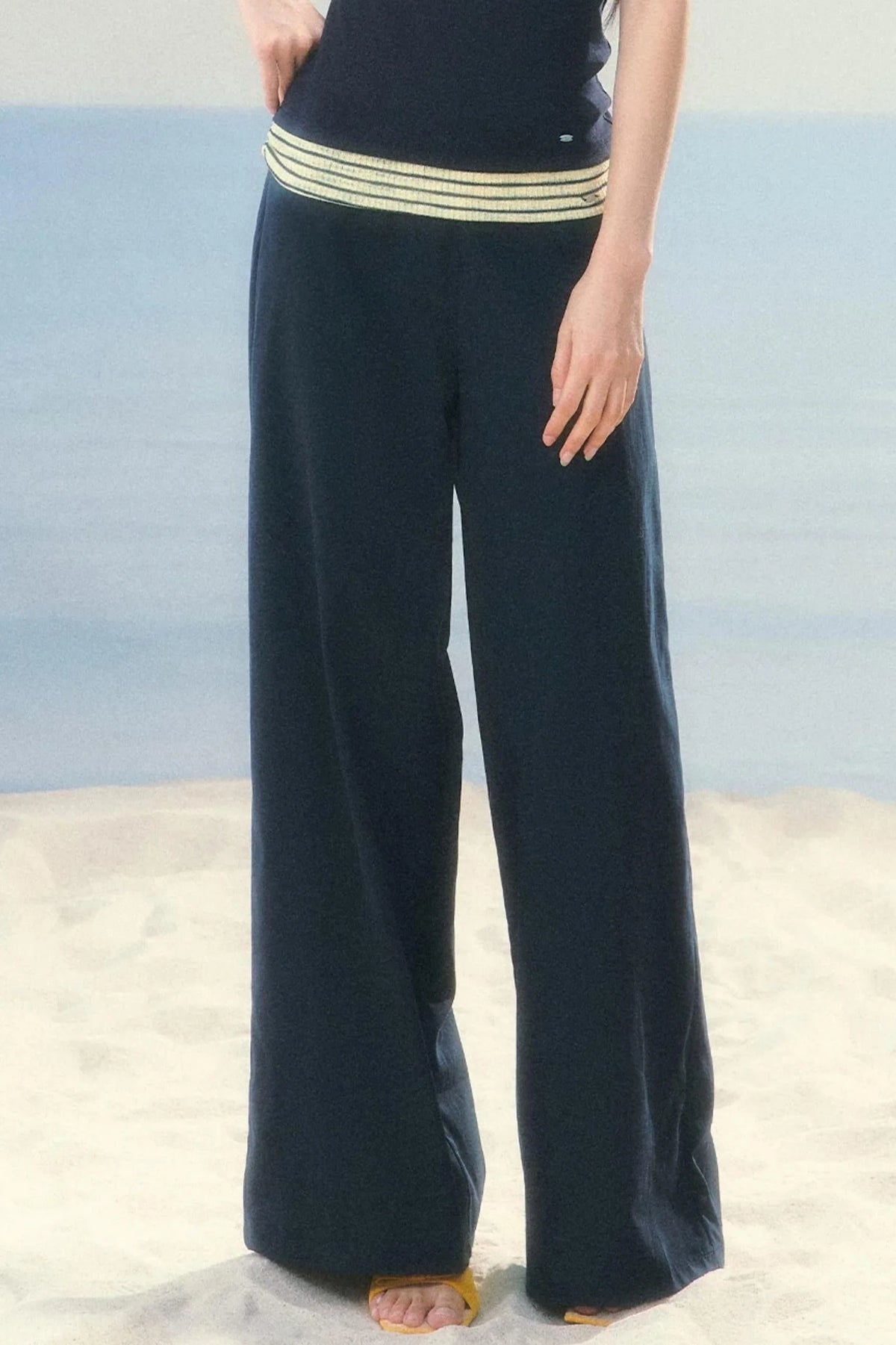 Korean Striped Wide-Leg Pants