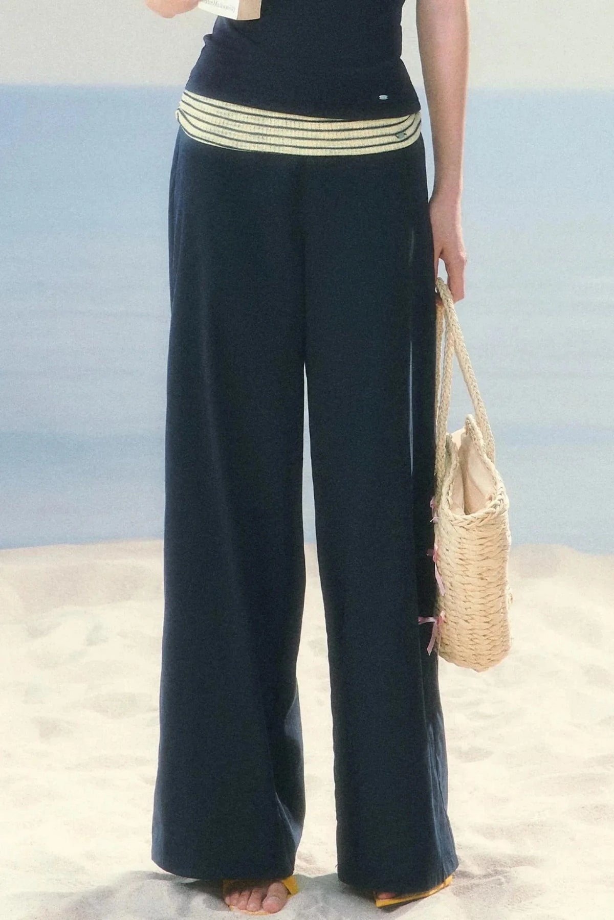 Korean Striped Wide-Leg Pants