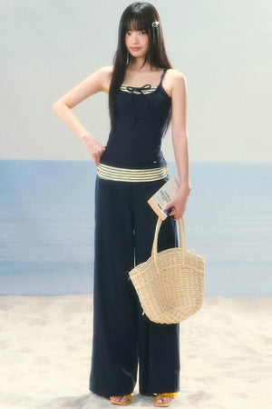 Korean Striped Wide-Leg Pants
