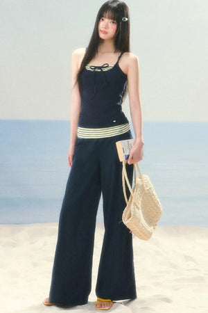 Korean Striped Wide-Leg Pants