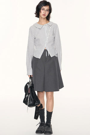 Korean Style Grid Mini Skirt Set-Up