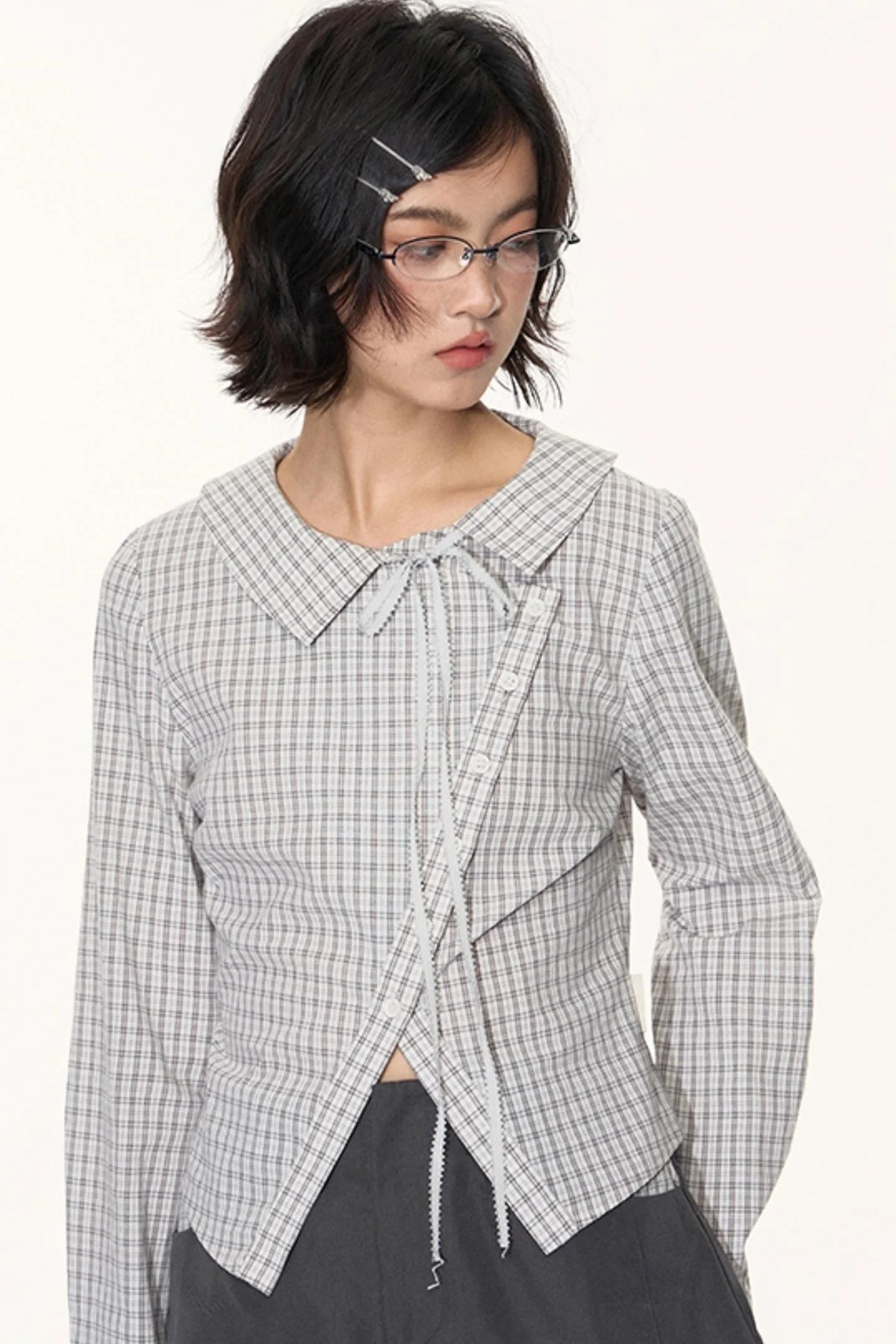 Korean Style Grid Mini Skirt Set-Up