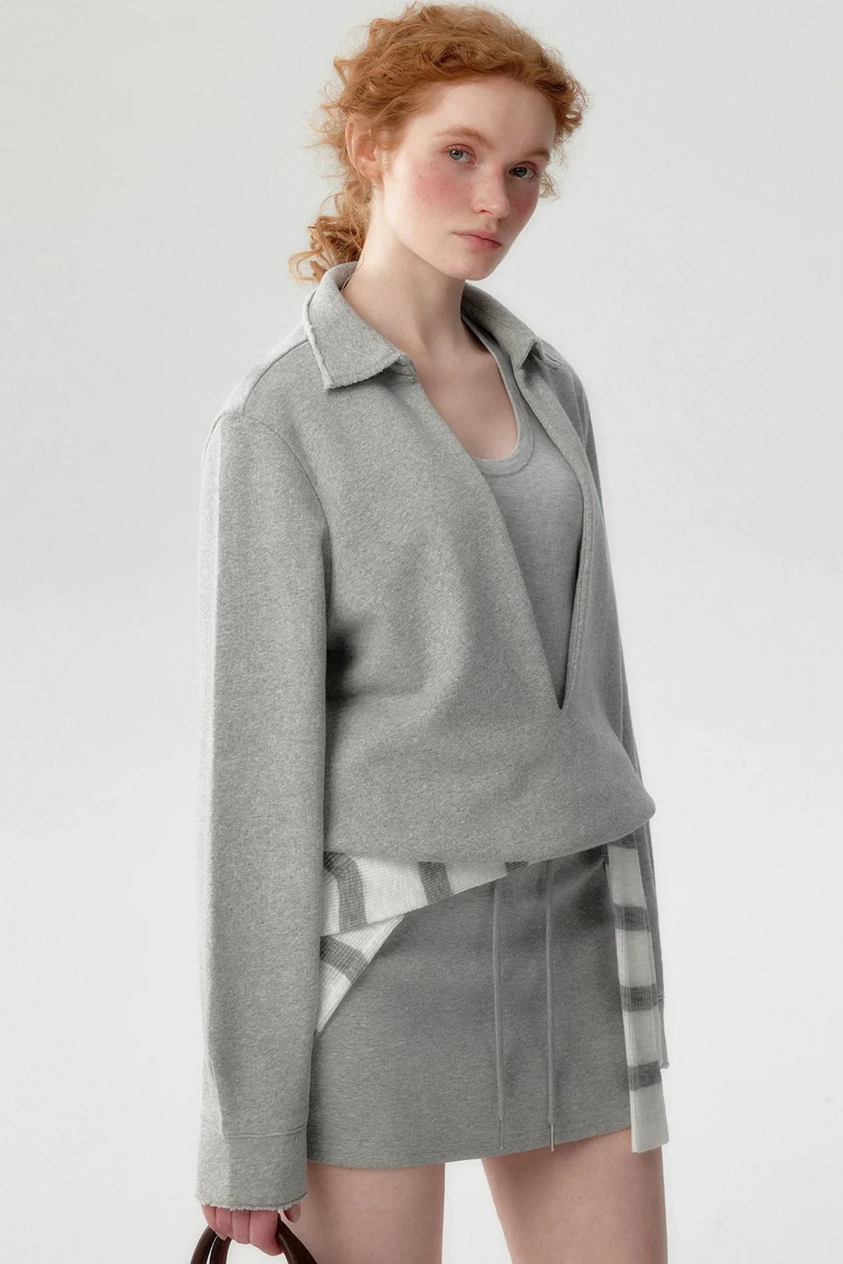 Korean-Style Layered Half-Zip Sweater