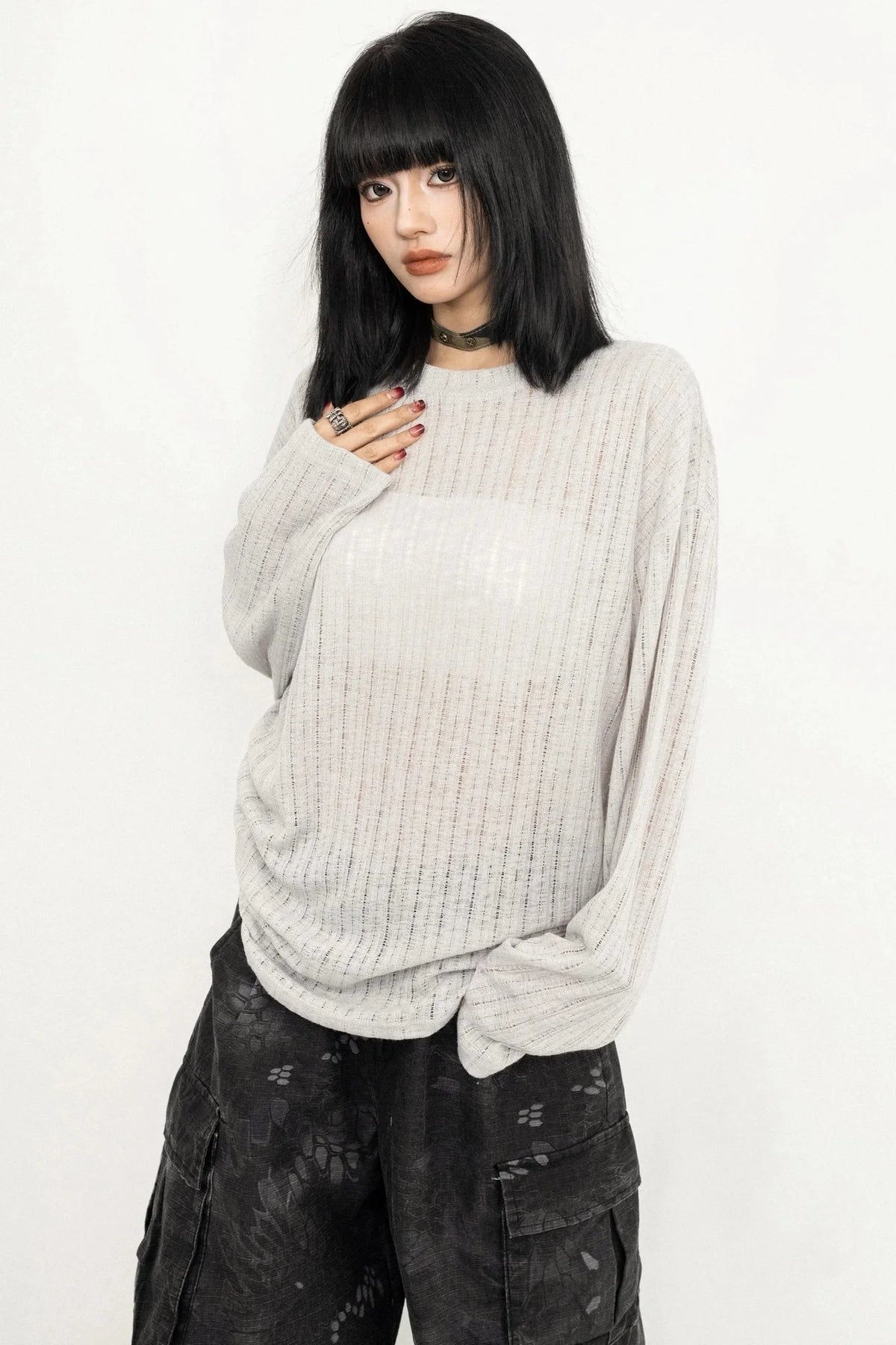 Korean Style Sheer Blouse