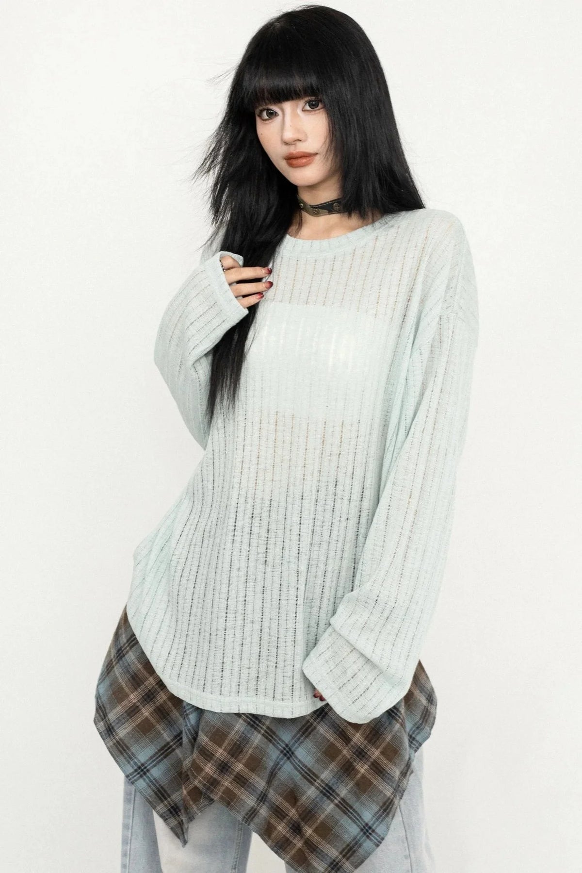 Korean Style Sheer Blouse
