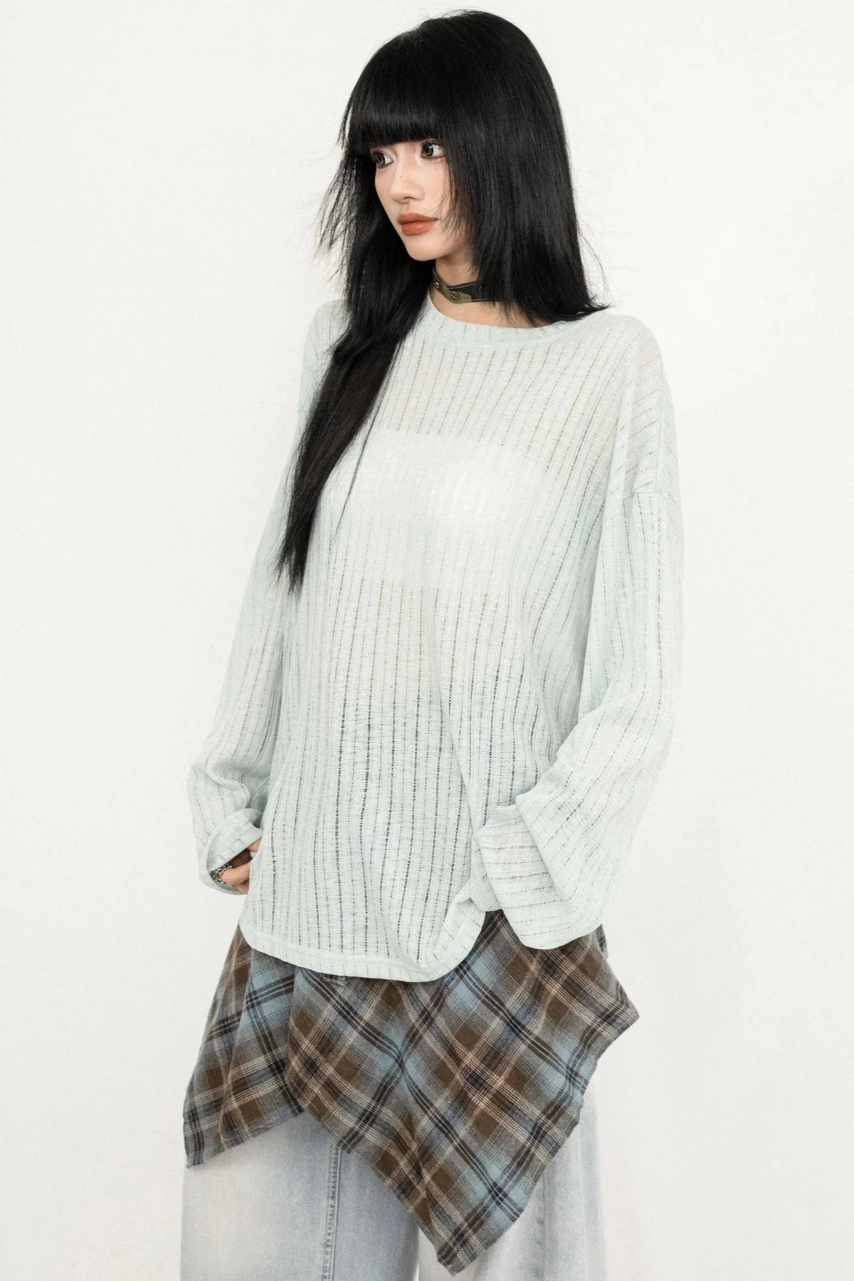 Korean Style Sheer Blouse