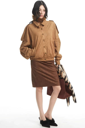 Korean Suede Retro Jacket Set-Up