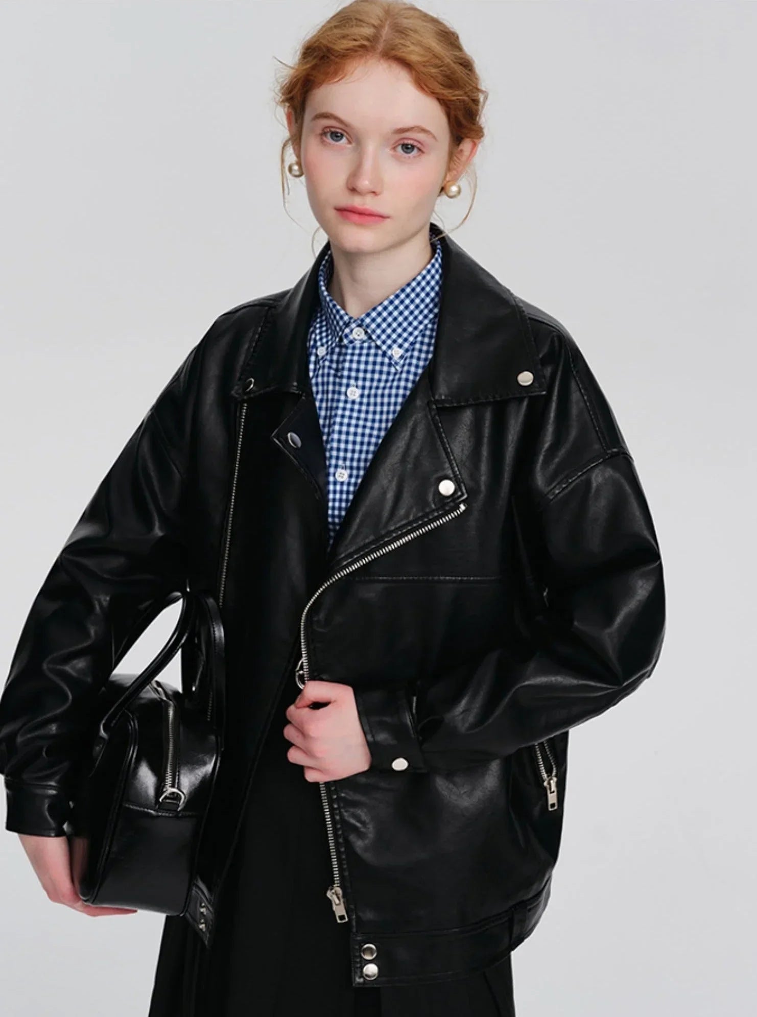 Korean version short leather jacket