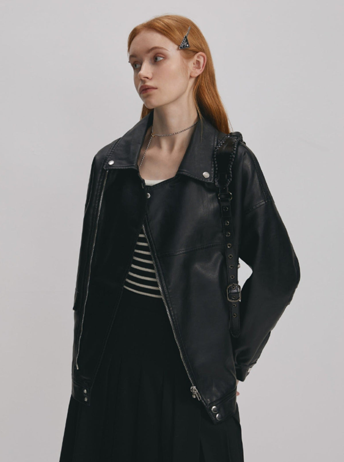 Korean version short leather jacket
