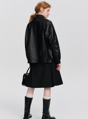 Korean version short leather jacket