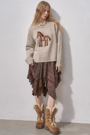Lace Asymmetrical Layered Skirt