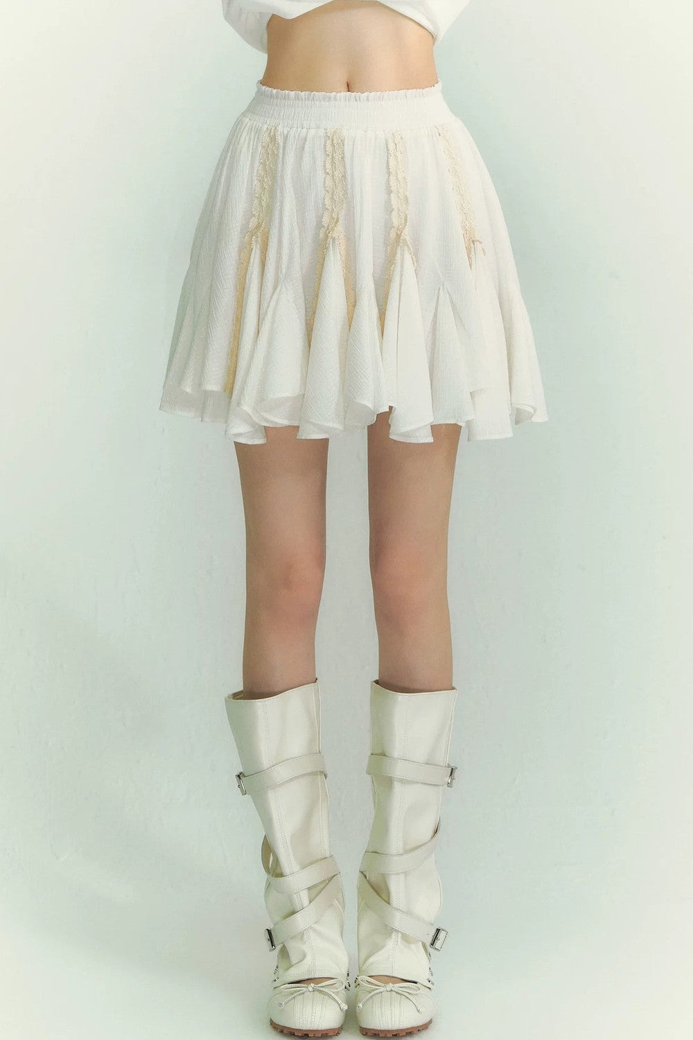 Lace Asymmetrical Leaf Hem Skirt