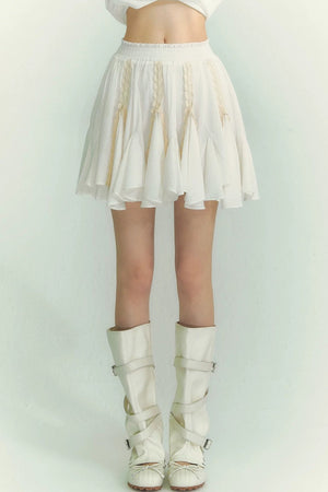 Lace Asymmetrical Leaf Hem Skirt