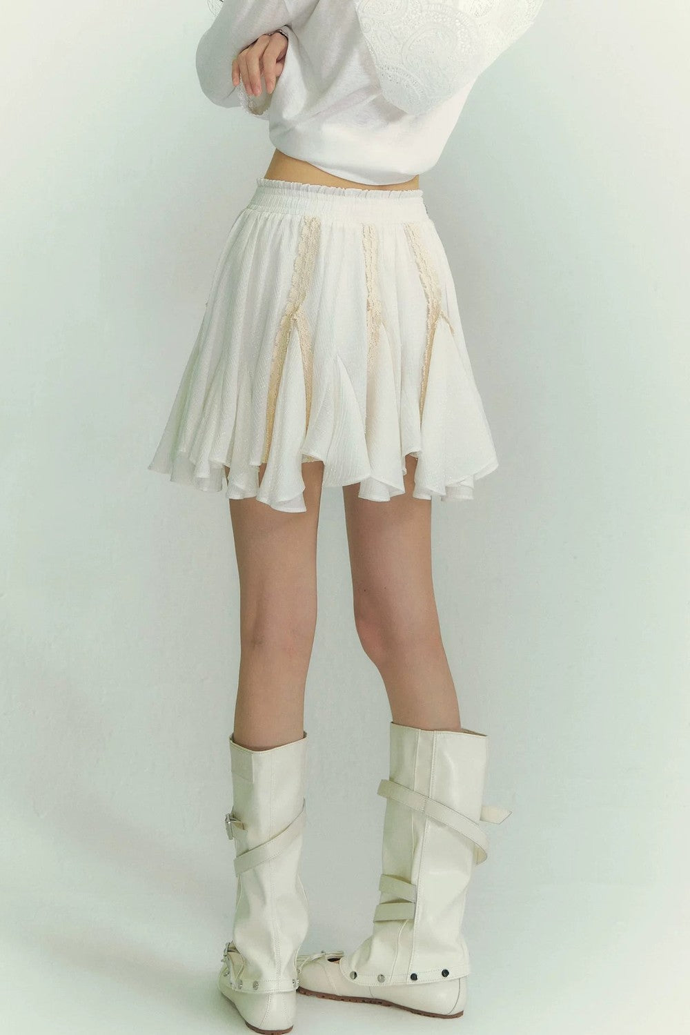 Lace Asymmetrical Leaf Hem Skirt