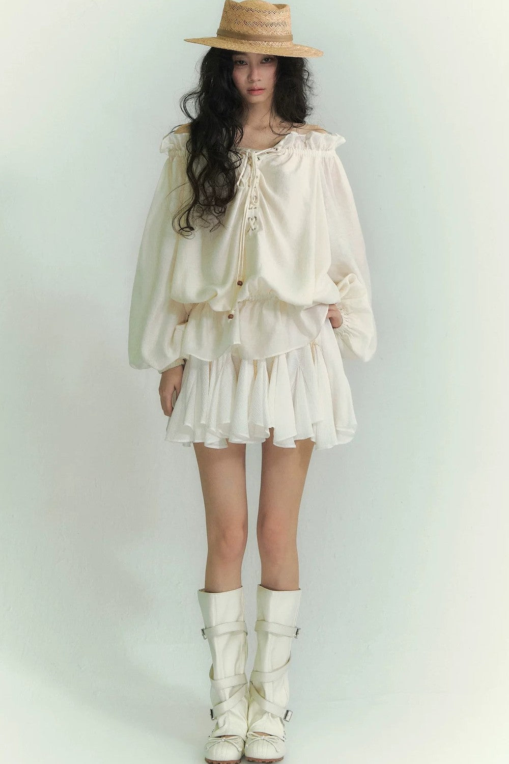 Lace Asymmetrical Leaf Hem Skirt