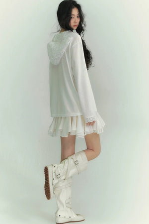 Lace Asymmetrical Leaf Hem Skirt
