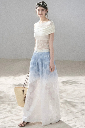 Lace Asymmetrical Shoulder Top