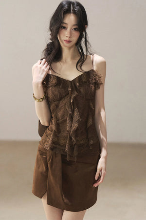 Lace Autumn Slit Skirt