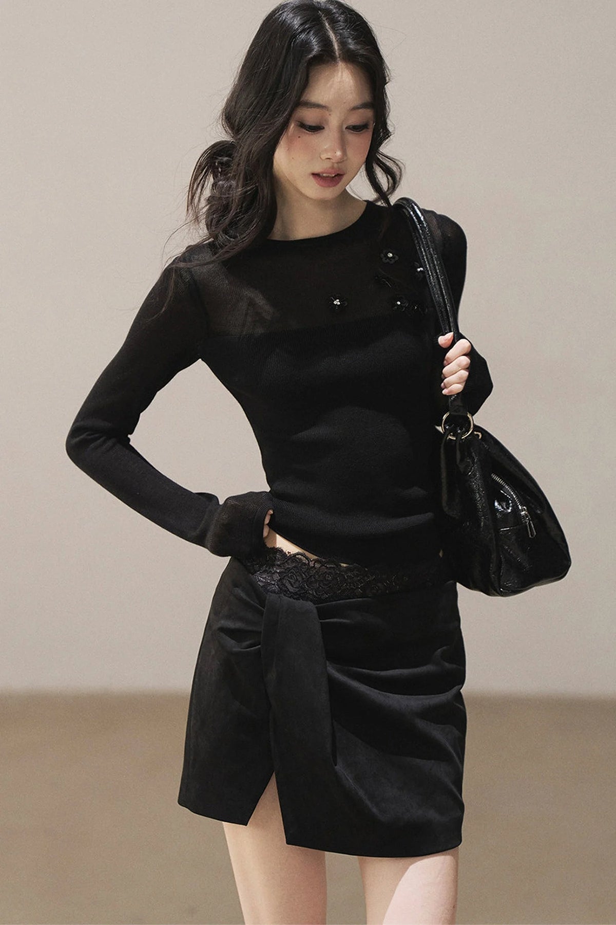 Lace Autumn Slit Skirt