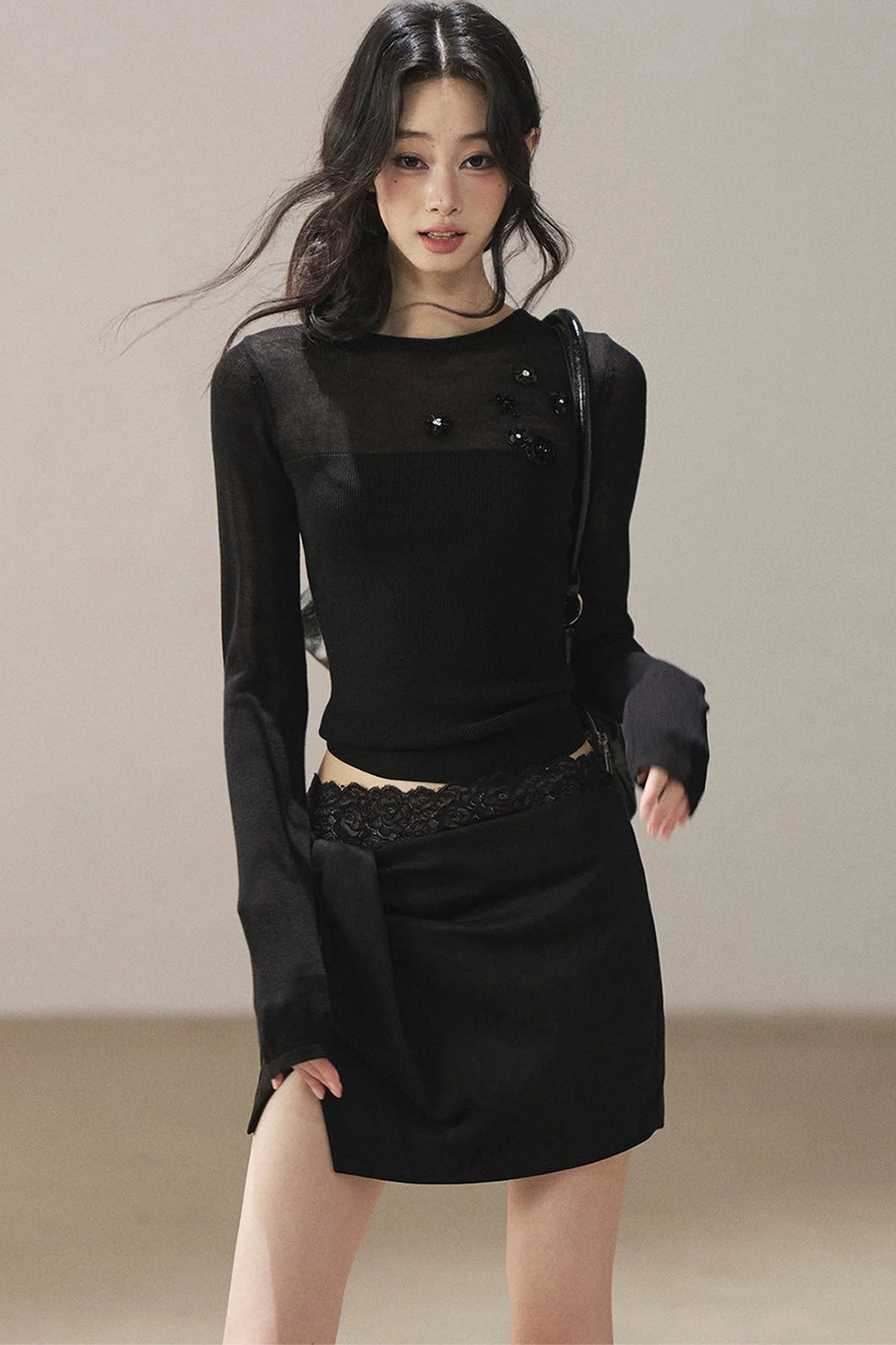 Lace Autumn Slit Skirt