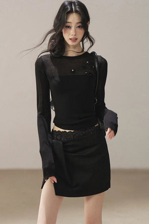 Lace Autumn Slit Skirt