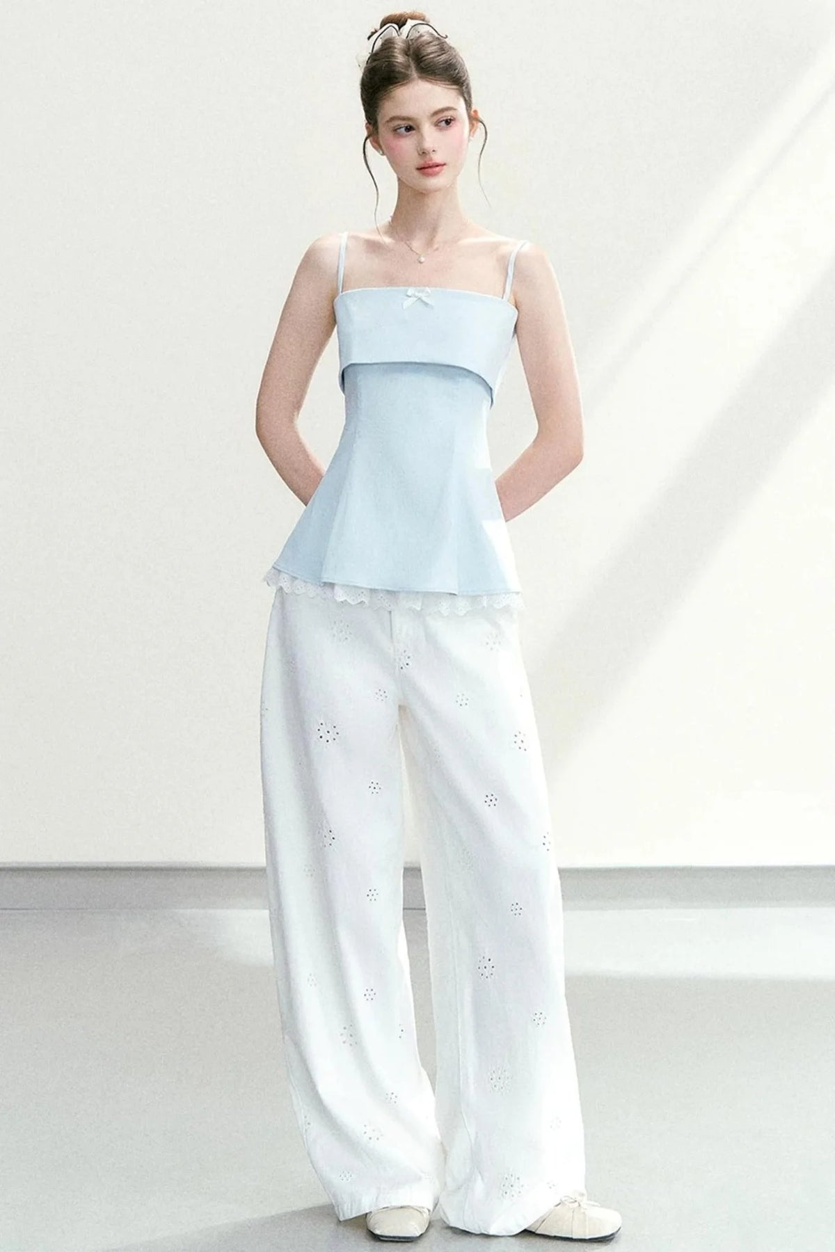 Lace Bow-Tie Camisole Top Set-Up