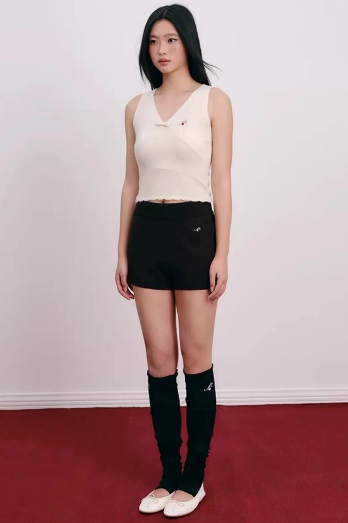 Lace Bowknot V-Neck Top