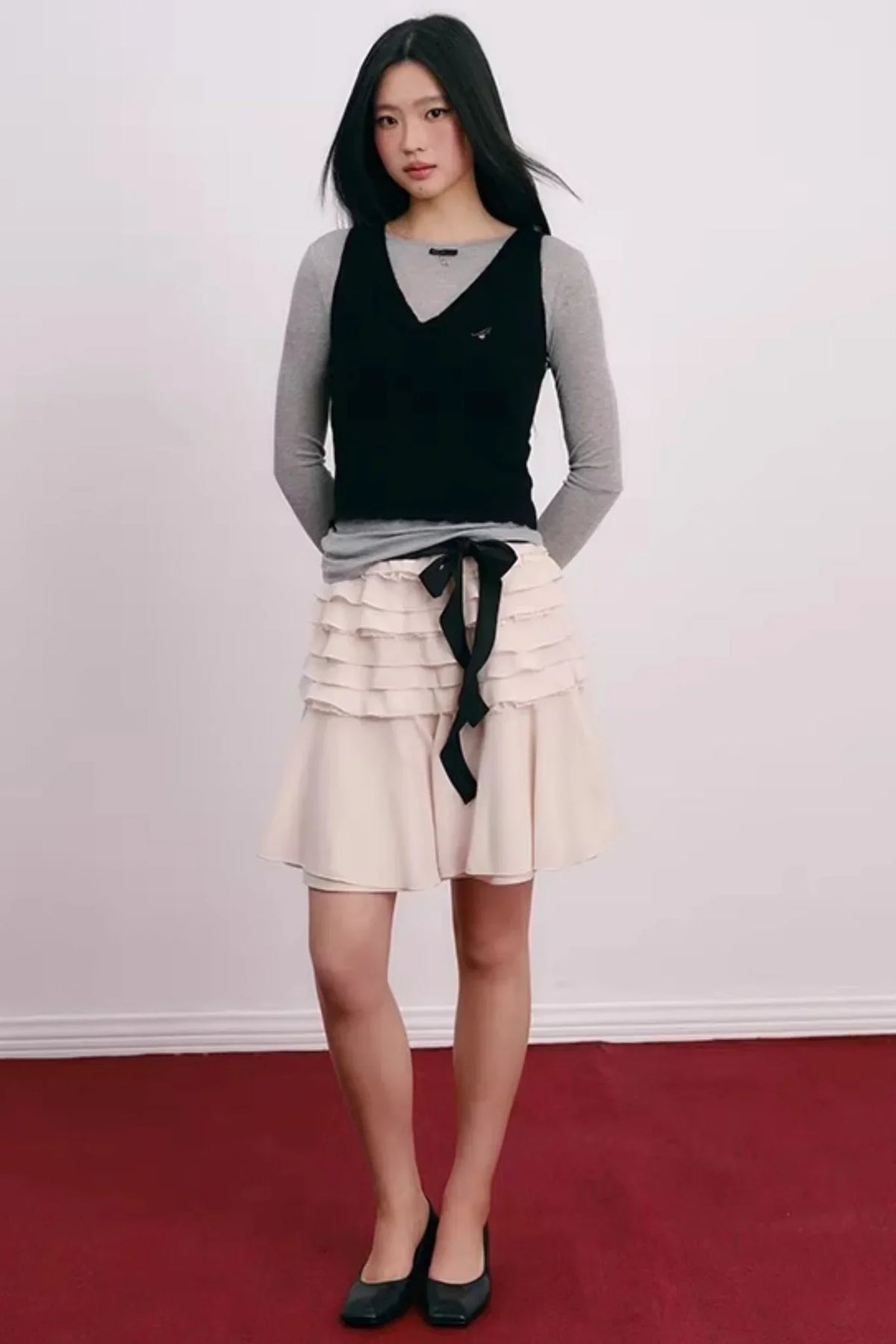 Lace Bowknot V-Neck Top