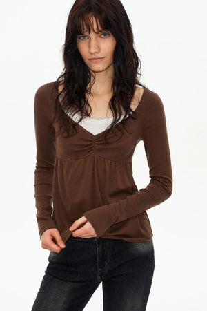 Lace Butterfly Collar Knit Top