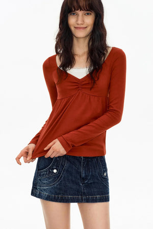 Lace Butterfly Collar Knit Top