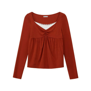 Lace Butterfly Collar Knit Top