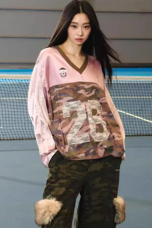 Lace Camouflage Retro Top