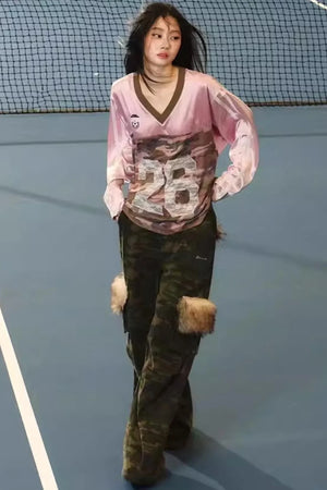 Lace Camouflage Retro Top