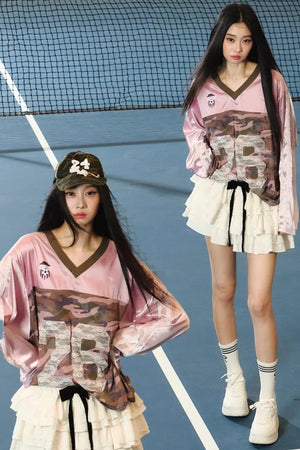 Lace Camouflage Retro Top