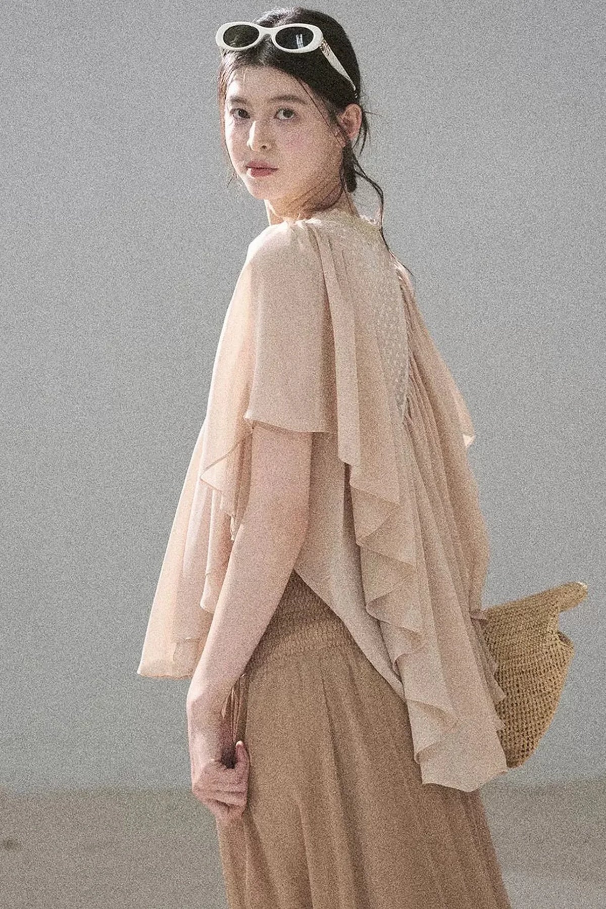 Lace Chiffon Ruffle Top