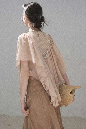 Lace Chiffon Ruffle Top