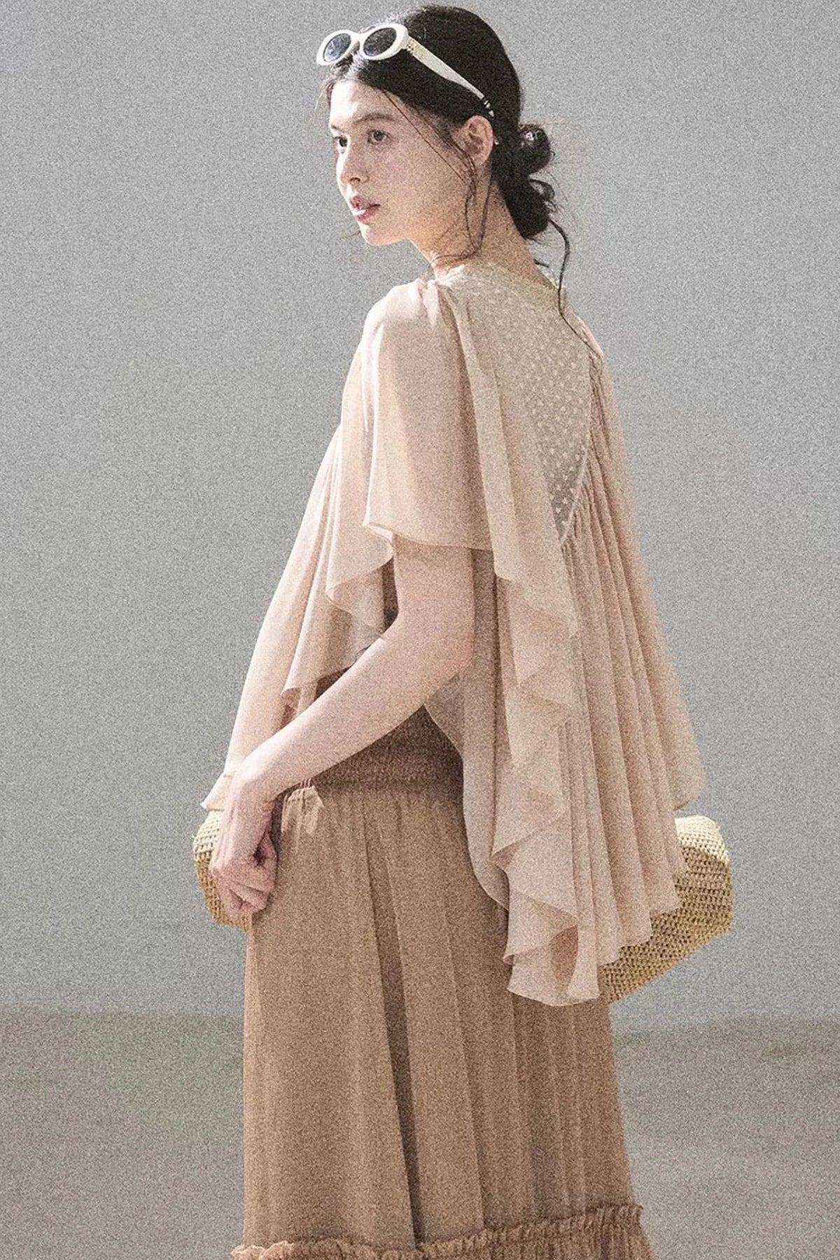 Lace Chiffon Ruffle Top