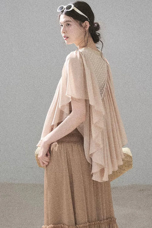 Lace Chiffon Ruffle Top