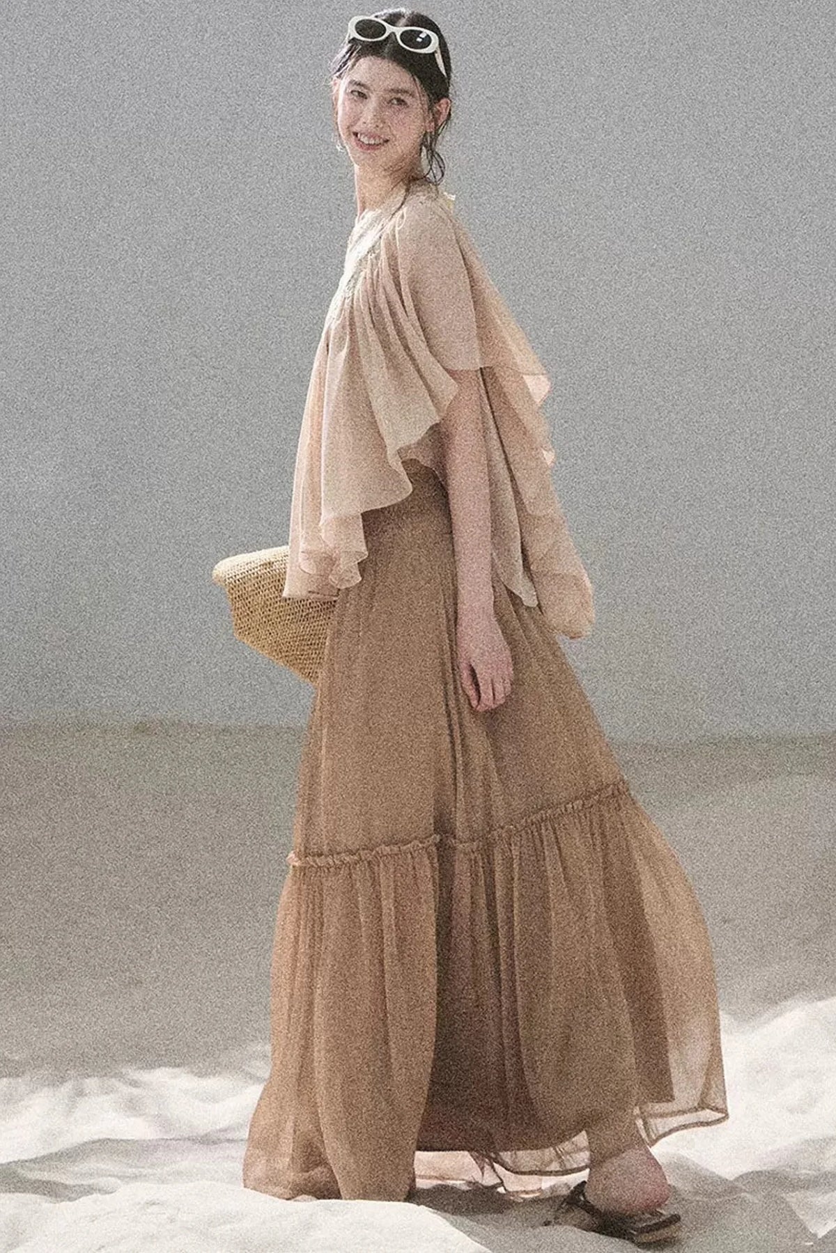 Lace Chiffon Ruffle Top