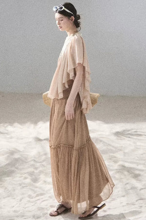 Lace Chiffon Ruffle Top