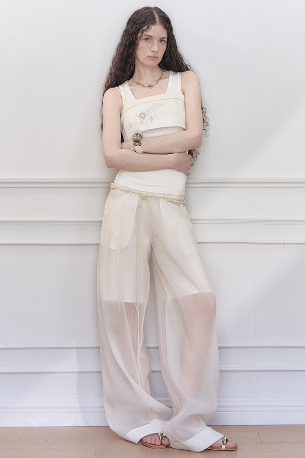 Lace Collar Knit Camisole Set
