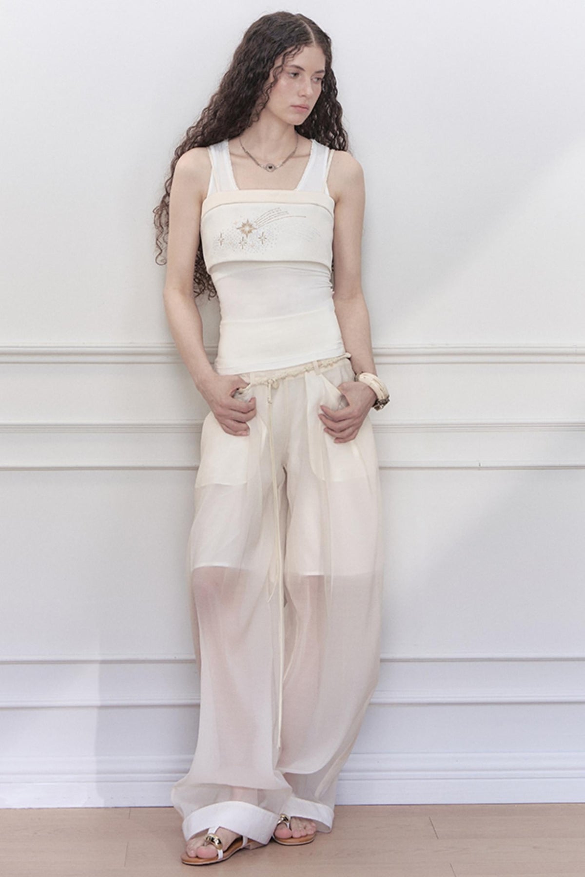Lace Collar Knit Camisole Set