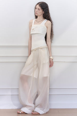 Lace Collar Knit Camisole Set