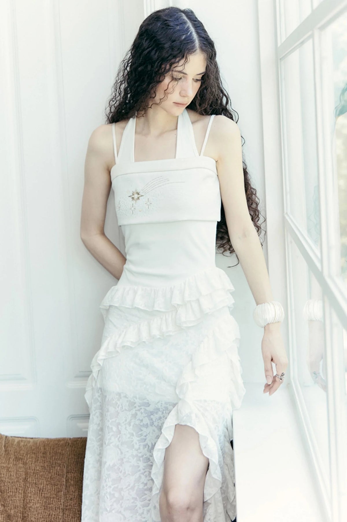 Lace Collar Knit Camisole Set