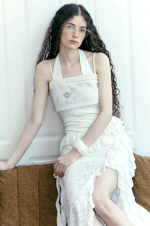 Lace Collar Knit Camisole Set