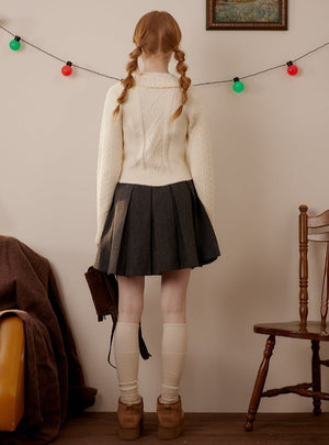 LACE COLLAR SLIM FIT KNIT TOP